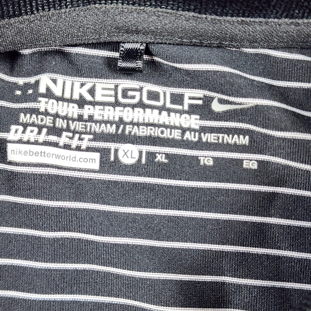 Nike Golf Tour Performance Sleeveless Polo Shirt Black White Stripe XL Dri-FIT - Picture 2 of 7